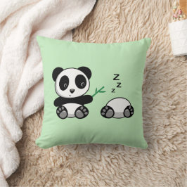 Pair of Niedlich Little Pandas on Green Kissen