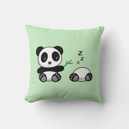 Pair of Niedlich Little Pandas on Green Kissen (Vorderseite)