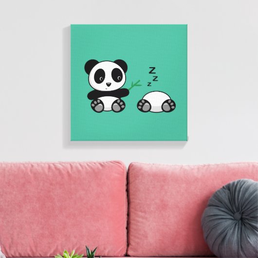 Pair of Niedlich Little Pandas on Green Leinwanddruck (Insitu (Wohnzimmer))