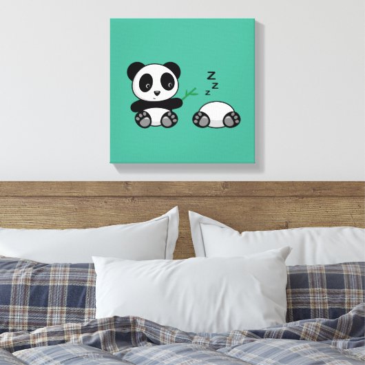 Pair of Niedlich Little Pandas on Green Leinwanddruck (Insitu (Schlafzimmer))
