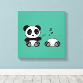 Pair of Niedlich Little Pandas on Green Leinwanddruck (Insitu (Holzboden))