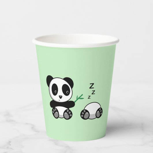 Pair of Niedlich Little Pandas on Green Pappbecher (Vorderseite)