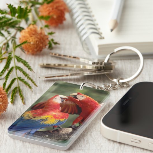 Pair of Scarlet Macaws Schlüsselanhänger (Vorderseite rechts)