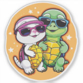Pair of Turtles in Love - Durable Vinyl Sticker (Vorderseite)