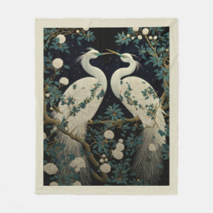 Pair of White Egrets Fleece Blanket