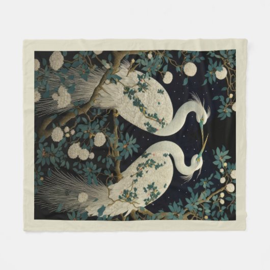 Pair of White Egrets Fleece Blanket (Vorderseite (Horizontal))