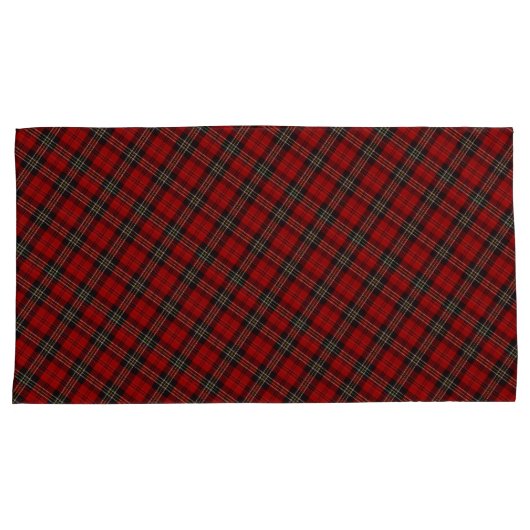 Pair Pillowcase Covers - Red Tartan (Vorderseite-Rechts)