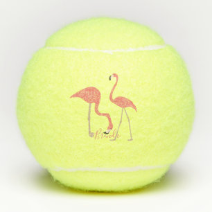 Pair Pink Flamingos Mit Monogramm Tennisbälle