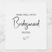 Pairs für Bridesmaid-Skript Weinetikett (Einzelnes Label)