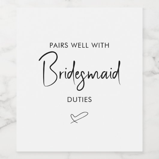 Pairs für Bridesmaid-Skript Weinetikett (Einzelnes Label)