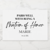 Pairs gut mit der Rolle als "Matron of Ehre"-Vorsc Schaumweinetikett (Einzelnes Label)