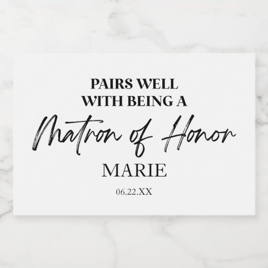 Pairs gut mit der Rolle als "Matron of Ehre"-Vorsc Schaumweinetikett (Einzelnes Label)