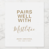 Pairs gut mit Mistletoweihnachtsfest Minimalistisc Weinetikett (Einzelnes Label)