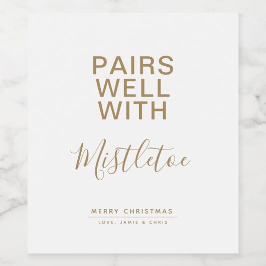 Pairs gut mit Mistletoweihnachtsfest Minimalistisc Weinetikett (Einzelnes Label)