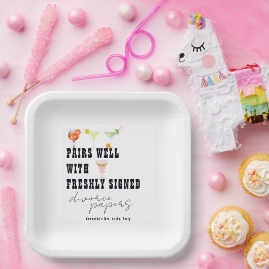 Pairs Gut mit Scheidungspapieren Dirty Martini-Par Pappteller (Party)