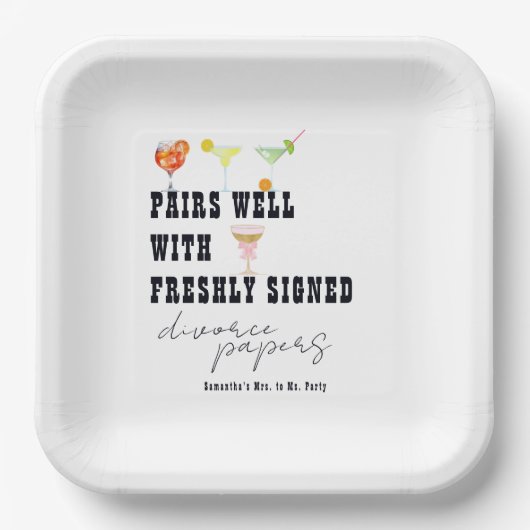 Pairs Gut mit Scheidungspapieren Dirty Martini-Par Pappteller (Vorderseite)