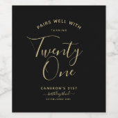 Pairs mit | Minimalistisch Schwarz & Gold 21. Weinetikett (Einzelnes Label)