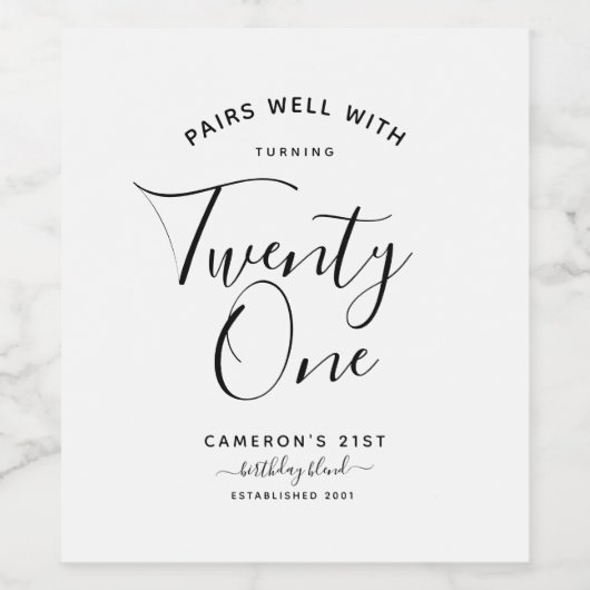 Pairs mit | Minimalistisch Schwarz/Weiß 21. Weinetikett (Einzelnes Label)