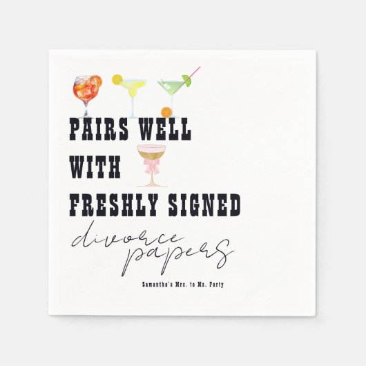 Pairs Nun, w Divorce Papers Cocktail Brunch Party Serviette (Vorderseite)
