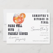 Pairs Well Divorce Papers Aperol Spritz Party Einladung (Vorderseite)