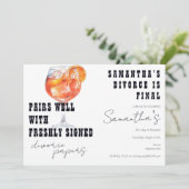 Pairs Well Divorce Papers Aperol Spritz Party Einladung (Stehend Vorderseite)