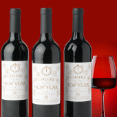 Pairs Well Doodles Gold Cheers to New Year Party Weinetikett