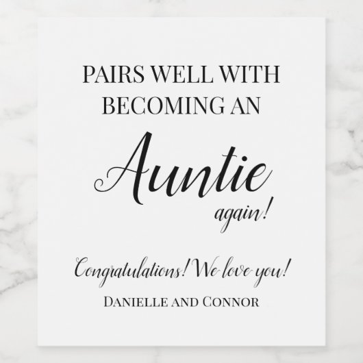 Pairs Well with Becoming an Auntie Again Label Weinetikett (Einzelnes Label)