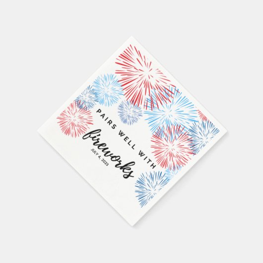 Pairs Well with Fireworks - July 4. Bev Napkin Serviette (Ecke)