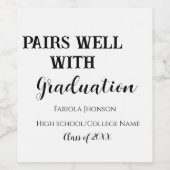 Pairs well with graduation party gift, class 2023 weinetikett (Einzelnes Label)