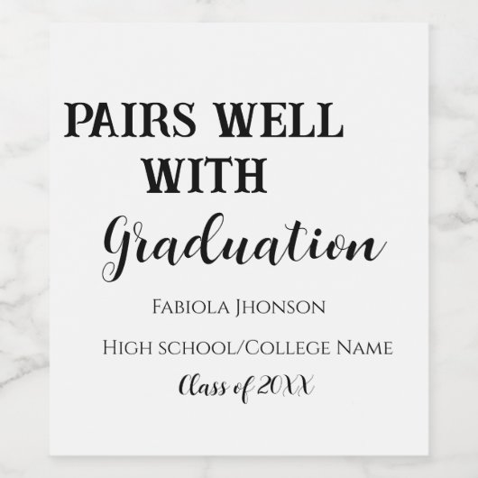 Pairs well with graduation party gift, class 2023 weinetikett (Einzelnes Label)