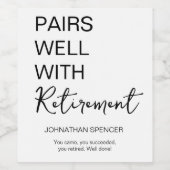 Pairs Well with Retirement - Funny Wine Label Gift Weinetikett (Einzelnes Label)