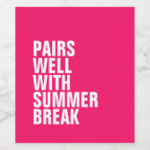Pairs well with Summer lustig pink Weinetikett (Einzelnes Label)