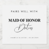 Pairs well with Trauzeugin Duties Chic vorschlag Schaumweinetikett (Einzelnes Label)