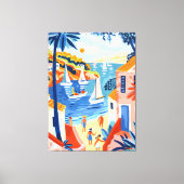 Paisaje Costero: Arte Favista con Veleros y Casas Leinwanddruck (Vorderseite)
