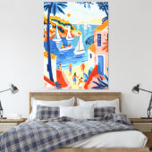 Paisaje Costero: Arte Favista con Veleros y Casas Leinwanddruck (Insitu (Schlafzimmer))