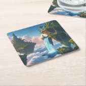 Paisaje de montañas flotantes rechteckiger pappuntersetzer (angewinkelt)
