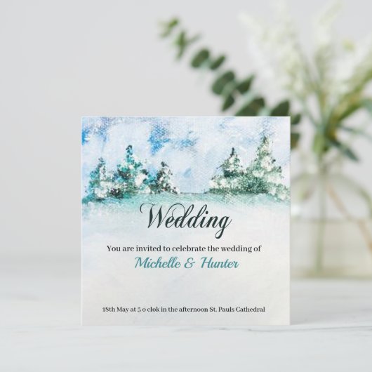 Paisaje Invernal en Tonos Azules Einladung (Stehend Vorderseite)