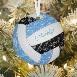 Paisfeathers floralblauen schwarzen Volleyball Ornament Aus Metall