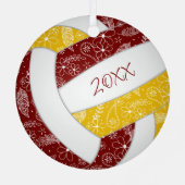 Paisfedern Blumen-Maroon Gold-Volleyball Ornament Aus Metall (Rückseite)