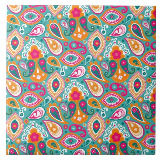 Paisley 70er 60er Boho Retro Fliese (Vorderseite)