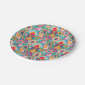 Paisley 70er 60er Boho Retro Pappteller (Schrägansicht)
