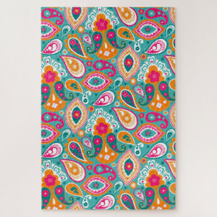 Paisley 70er 60er Boho Retro Puzzle