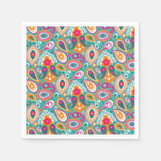 Paisley 70er 60er Boho Retro Serviette (Vorderseite)