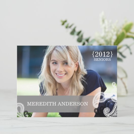 Paisley, Abschluss-Kappen-Absolvent-Foto-Abschluss Einladung (Stehend Vorderseite)