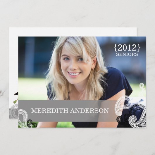 Paisley, Abschluss-Kappen-Absolvent-Foto-Abschluss Einladung (Vorne/Hinten)