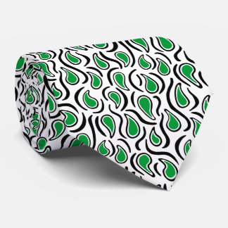 Paisley Abstrakt 230523 - Grass Green, B&W Krawatte