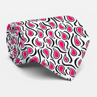 Paisley Abstrakt 230523 - Neon Red, B&W Krawatte
