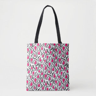 Paisley Abstrakt 230523 - Neon Red, B&W Tasche