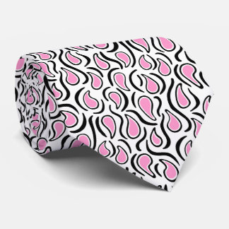 Paisley Abstrakt 230523 - Rosa, Schwarz und Weiß Krawatte