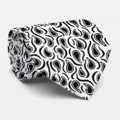Paisley Abstrakt 230523 - Schwarz/Weiß Krawatte (Gerollt)